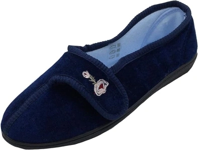 footloose.shoes Ladies Womens Touch and Close Riptape Strap Fastening Slippers Size UK 3 4 5 6 7 8