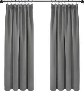 Deconovo Grey Blackout Curtains Thermal Curtains Super Soft Pencil Pleat Blackout Curtains Bedroom 46 x 54 Drop Inch Light Grey Two Panels