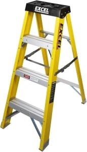 Excel Electricians Fibreglass Step Ladder 3 Tread 1.03m Heavy Duty - Heavy Duty 3 Treads ladder, foldable ladder, folding step ladder, lightweight step ladder, fibreglass step ladder