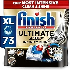 Finish Ultimate Plus Infinity Shine Dishwasher Tablets bulk |Scent: Fresh | 73 Dishwasher Tabs | For A Superb Clean & Diamond Shine