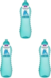 Sistema Twist 'n' Sip Squeeze Sports Water Bottle, Leakproof Water Bottle, BPA-Free, Assorted Colours, 620 ml (Pack of 3)