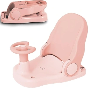 Hibtn Baby Bath Seat 6 Months Plus, Bath Chair for Baby with Adjustable Backrest Suction Cup,Foldable Anti-Slip Baby Shower Chair,Portable Baby Bathtub Seat for Sit Up Bathing Seat