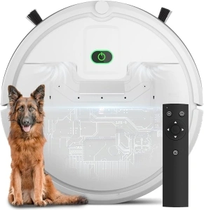 ENCHE Robotic Vacuum Cleaner,2000Pa Super Thin Robotic Vacuum,120Mins Max,Tangle Free,Quiet Cleaning Robot Vacuum for Hardwood Floors Pet Hairs,Dust, & Car