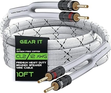 GearIT 12AWG Gauge (2 x 4mm²) Premium Heavy Duty Braided Speaker Wire (3 Meters / 10 Feet/White) with Dual Gold Plated Banana Plug Tips - Oxygen-free Copper (OFC) Construction