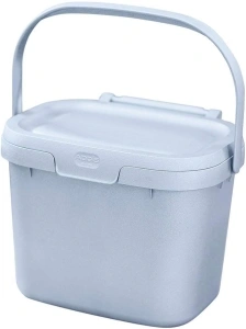 Addis 518384 Eco 100% Plastic Everyday Kitchen Food Waste Compost Caddy Bin, 4.5 Litre, Recycled Light Grey