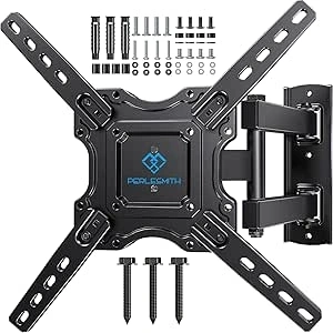 PERLESMITH TV Wall Mount, Swivels Tilts Extends Heavy Duty TV Wall Bracket for 26-60 inch Plasma & Curved TV up to 35kg Max VESA 400x400mm