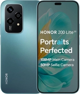 HONOR 200 Lite, Unlocked Mobile Phones, 5G Smartphone, 8GB+256GB, 6,7” Anti-Drop AMOLED Display, 108MP Triple Rear Camera, 50MP Front Camera, Dual SIM, 2 Year Manufacturer Warranty, Android 14, Cyan