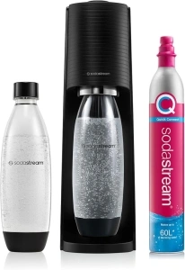 SodaStream Terra Sparkling Water Maker, Sparkling Water Machine & 1L Fizzy Water Bottle, Retro Drinks Maker w. BPA-Free Water Bottle & Quick Connect Co2 Gas Bottle for Home Carbonated Water - Black