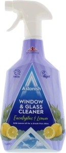 Astonish Window and Glass Cleaner, Vegan and Cruelty Free Spray, 750ml, Eucalyptus and Lemon