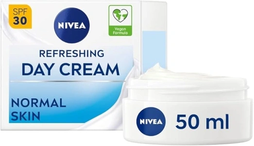 NIVEA Refreshing Day Cream (50ml), Day Cream for Women Provides 24 Hour Moisture, NIVEA Face Cream Enriched with Vitamin E and SPF 30 for Normal Skin