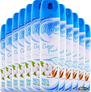 Bulk Buy Charm Air Freshener Cotton Fresh Room Fragrance Aerosol Spray Can NON FLAMMABLE Pack of 12