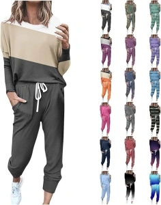 Women's Tracksuit Full Set Lounge Wear Sets Sweatsuits Ladies Oversized Solid Color Long Sleeve Shirts High Waist Wide Leg Joggers Warm Cosy Soft Nightwear Holiday Dailywear Outfit