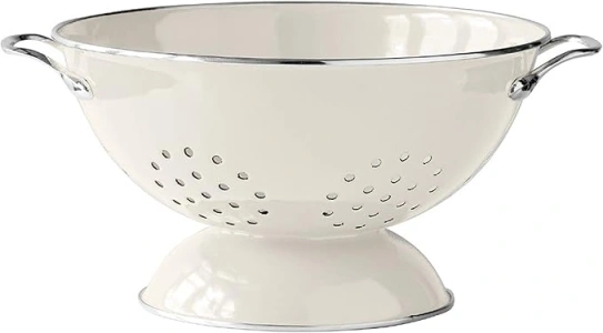 Premier Housewares Enamel Retro Colander Bowl Stainless Steel Pasta Strainer Cream Rice strainer for Cooking Sives for Cooking Pasta Drainer,H13 x W23 x D23cm