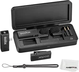 GODOX MoveLink Mini UC KIT2 2.4GHz Wireless Microphone Lapel Mic 2X TX Transmitters + 1x Receiver with Charging Case for Android Type-C – Black