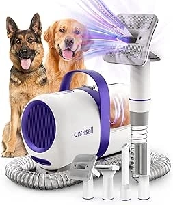 oneisall Dog Grooming Vacuum Kit,Suction 99% Pet Hair,Dog Grooming Brush,Dog Hair Vacuum Groomer with 4 Pet Grooming Tools,Pet Hair Remover