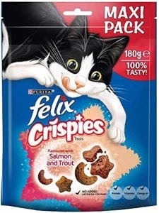 FELIX Crispies Salmon and Trout Cat Treats 180g, (Pack of 1)