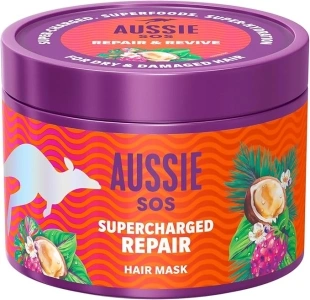 Aussie SOS Supercharged Repair Hair Mask 500ml for Dry and Damaged Hair. Helps Repair and Protect Against Damage Leaving Hair Soft, Smooth and Hydrated for 100 Hours. Vegan Formula