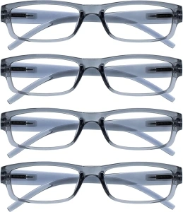 The Reading Glasses Company Grey Lightweight Comfortable Readers Value 4 Pack Designer Style Mens Womens UVR4PK032GR +1.00