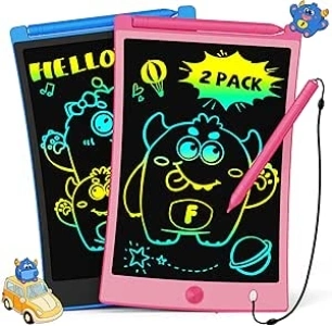 TEKFUN 2 Pack LCD Writing Tablet, 8.5inch Colorful Drawing Tablet for Kids, Erasable Writing Drawing Board with Lanyard, Learning Toys Gifts for 3 4 5 6 7 Years Old Boys Girls Toddlers (Blue+Pink)