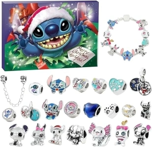 2024 Christmas Cute Cartoon Fashion Christmas Jewelry Bracelet Gift Box Set, DIY Bracelet Making Kit For For Kids Adult, 24-Days Christmas Jewelry Gifts