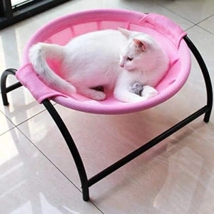 JUNSPOW Pet Hammock Bed, 43×43×24cm Free-Standing Cat Sleeping Cat Bed Pet Supplies Whole Wash Stable Structure Detachable Excellent Breathability Easy Assembly Indoors Outdoors