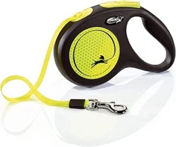 Flexi New Neon Cord Yellow Medium 5m Retractable Dog Leash/Lead for dogs up to 20kgs/44lbs