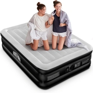 Airefina Double Size Air Bed with Built-in Electric Pump, 3 Mins Fast Inflation/Deflation Inflatable Mattress, Portable Blow Up Bed for Home Camping, Type-0 Technology 190x137x46cm