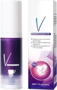 Purple Teeth Whitening for Tooth Whitening, V34+ Colour Corrector Toothpaste, Whitening Toothpaste, Deeply Cleaning Gums, Stain Removal