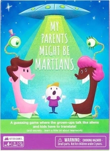 Exploding Kittens My Parents Might be Martians - Family Card Game with Timer and Megaphone included - Illustrated Board Game for Kids - Designed for Kids and Family in Mind