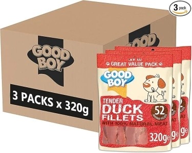 Good Boy - Tender Duck Fillets - Dog Treats - Made With 100% Natural Duck Breast Meat - 320 Grams - Low Fat Dog Treats, 320 g (Pack of 3)