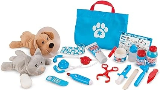 Melissa & Doug Pet Vet Set for Kids Toys, Pretend Play Vet Kit for Kids Vet Toys, Dog & Cat Plush Stuffed Animal Toys for 3 Year Old Girls Gifts, Role Play Toys for 3+ Year Old Girls or Boys 3-6