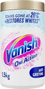 Vanish Gold Oxi Action Stain Remover & Whitening Booster Powder For Whites 1.5 Kg, Back to School, Removes School Stains Even at 20°C, Restores Whiteness of Greyed Fabrics, Safe on School Uniforms