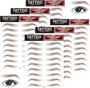 Tattoo Brow 6 Sheets Faux Authentic Eyebrow Stickers 6D Lazy Eyebrow Drawing Artifact Transfers Sticker Eyebrow Grooming Shaping Fabric Hair Clips 12Pcs Bow Flower Hair Clips Girls