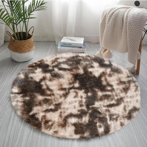 TSLBW 120 * 120 cm Round Fluffy Area Rug, Round Soft Shaggy Rugs, Faux Fur Rug Soft Bedroom Rugs, Rainbow Area Rugs for Kids Baby Girls Bedroom Nursery Home Decor