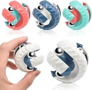 MEIEST 4 PCS Orbit Ball Fidget Cube Toys,Creative Colorful Top Spinning Stress Relief Hand Toy,Novel Gyro Puzzle Games Anti-Anxiety Office Desk Toys for Adults and Kids