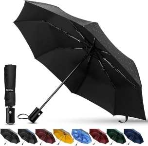 TechRise Umbrella, Compact Strong Windproof Automatic Umbrellas, Folding Lightweight, Portable Travel Golf Umbrella for Rain, One Button Auto Open and Close