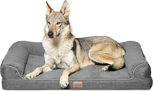 Bedsure Orthopedic Dog Bed Large - Washable Dog Sofa Bed Couch with Removable Cover& Nonskid Bottom, Dark Grey, 91x68x18cm