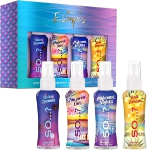 So…? Escapes Womens Gift Set, with Ibiza Dream, Bali Breeze, Mykonos Nights & Majorca Love, Fragrance Spray Set (4 x 50ml)