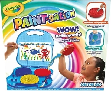 CRAYOLA Paint-sation: On The Go (Includes Carry Case, 3 No-Spill Paints & 2 Paintbrushes) | No-Spill Painting Kit | Ideal for Kids Aged 3+