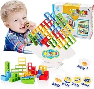 Children's Games Stacking Toys for 4 5 6 7 8 Year Old Girl Gifts age 3-12 Year Olds Boys Toys age 4-10, Kids Games Board Games Kids Toys 6 7 8 Year Old Boy Building Toys Xmas Gifts Balance Game 64 Pcs