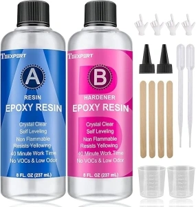 Epoxy Resin Crystal Clear Kit -16oz /474ml Casting Resin for Jewellery DIY Art Resin Coating Easy Cast Epoxy, with Instructions/Bonus Sticks/Graduated Cups/Beak Cover/Dropper/Gloves