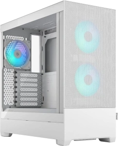 Fractal Design Pop Air RGB White - Tempered Glass Clear Tint - Honeycomb Mesh Front – TG side panel - Three 120 mm Aspect 12 RGB fans included – ATX High Airflow Mid Tower PC Gaming Case