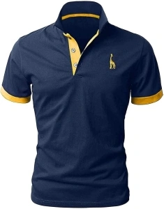 LIUPMWE Mens Polo Shirts Short Sleeve Giraffe Embroidery Golf T-Shirt S-2XL