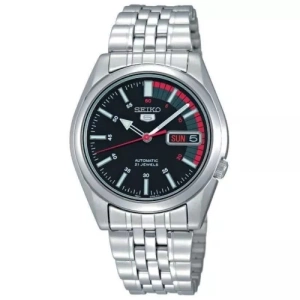 Seiko 5 Automatic Black Dial Stainless Steel Mens Watch SNK375K1