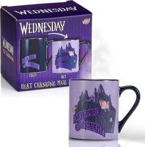 WOW STUFF! Wednesday Heat Changing Mug | Hot Coffee or Tea Reveals the Nevermore Academy attended by Wednesday Addams | Official Merchandise Mug for Fans of the Wednesday series on Netflix