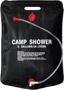 Milestone Camping 20739 20L Heated Compact Portable Solar Power Shower, Black,H60 x W40