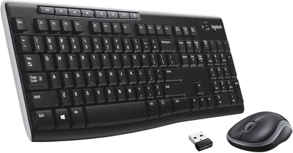 Logitech MK270 Wireless Keyboard and Mouse Combo for Windows, 2.4 GHz Wireless, Compact Mouse, 8 Multimedia and Shortcut Keys, 2-Year Battery Life, for PC, Laptop, QWERTY UK English Layout - Black