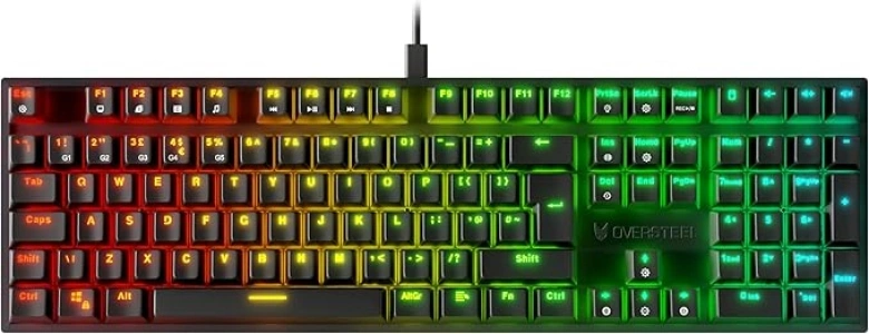 Oversteel - KOVAR USB Gaming Keyboard, RGB Backlit, Outemu Red Mechanical Switch, Anti-Ghosting, English Layout PC/MAC/Android