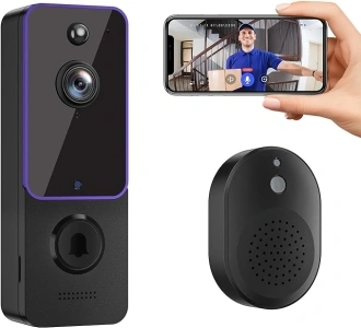 guggre Wireless Video Doorbell & Indoor Ring Chime, Enhanced Security with AI Human Detection, 2-Way Audio, HD Night Vision, AES-128 Cloud Storage, Real-Time Alerts, Smart Home Protection