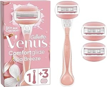 Gillette Venus ComfortGlide Spa Breeze 2-in-1 Razor for Women + 3 Refill Blades, Shaving Gel Bars Starter Kit (Packaging May Vary)